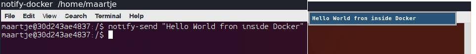 Hello notifications from inside Docker